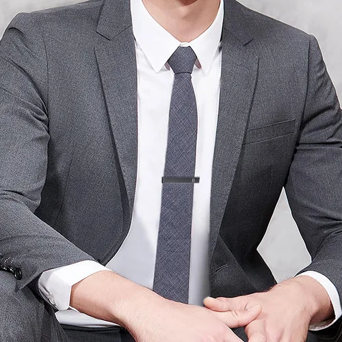 Miniatura 5 de LOYALLOOK Juego de gemelos negros con inicial y clip de corbata para hombre, gemelos de cobre personalizados y barra de corbata, letras del alfabeto
