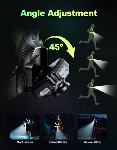 Miniatura 3 de ISEYOU Running Lights for Runners, 500 Lumens Running Light with 45° Adjustable Tilt, 360° Reflective Vest & IPX4 Waterproof Rechargeable Light Up
