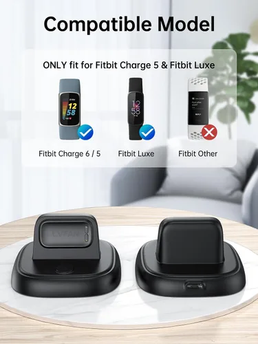 Miniatura 3 de LVFAN para Fitbit Charge 6/Charge 5/Luxe Charger, accesorios de repuesto de cable de carga con botón de reinicio y estación de carga rápida