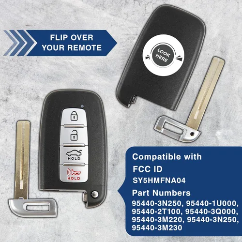 Miniatura 5 de 2X Llavero de Reemplazo KeylessOption para 2009 2010 2011 2012 2013 2014 2015 Hyundai Elantra Genesis Sonata Kia Optima Sorento Remoto, 4-Botón