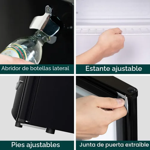 Miniatura 6 de Upstreman Mini refrigerador retro de 1.7 pies cúbicos, bajo ruido, ahorro de energía, termostato ajustable, una sola puerta, abrebotellas lateral
