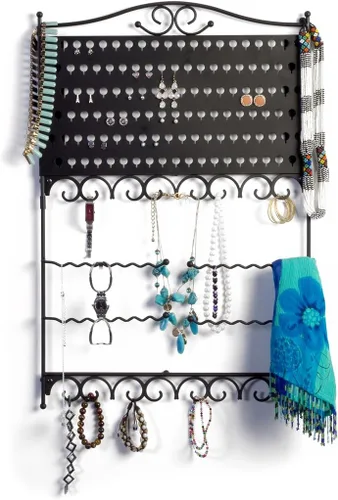 Miniatura 7 de Mango Steam Organizador de joyas y aretes de pared de perfil delgado (sirena, negro)