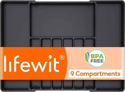 Miniatura 19 de Lifewit Organizador de cajones de cubiertos, bandeja expandible para utensilios de cocina, soporte para vajilla y cubiertos libre de BPA