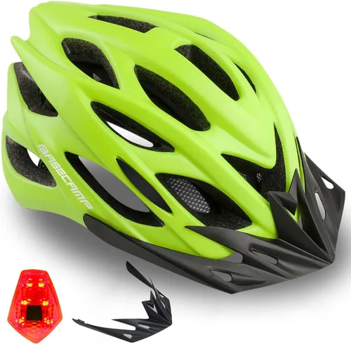 Miniatura 19 de Basecamp Casco de bicicleta para mujeres y hombres con luz LED de seguridad extraíble, visera solar, casco de bicicleta ligero, ajustable, Negro