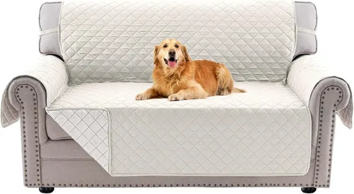 Miniatura 9 de PrinceDeco Funda de sofá para perros, lavable y reversible, apta para mascotas, resistente al agua, protector de muebles con correas elásticas