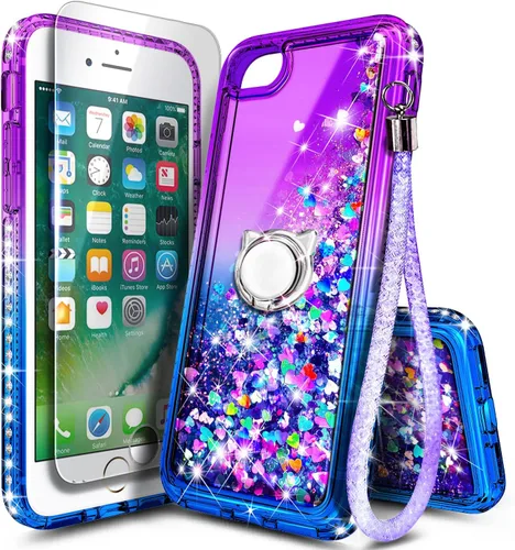 Miniatura 71 de NGB Diseñada para Funda de Teléfono iPhone 11, Morado/Azul Funda Bonita con Purpurina Líquida Brillante para Mujeres Niñas Niños con Protector