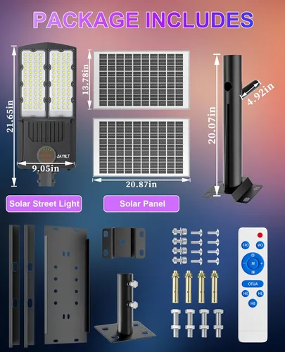 Miniatura 8 de JAYNLT Y-9000W Luces solares de calle para exteriores, 6500K 700000LM Luces de estacionamiento de alta potencia comerciales del atardecer al