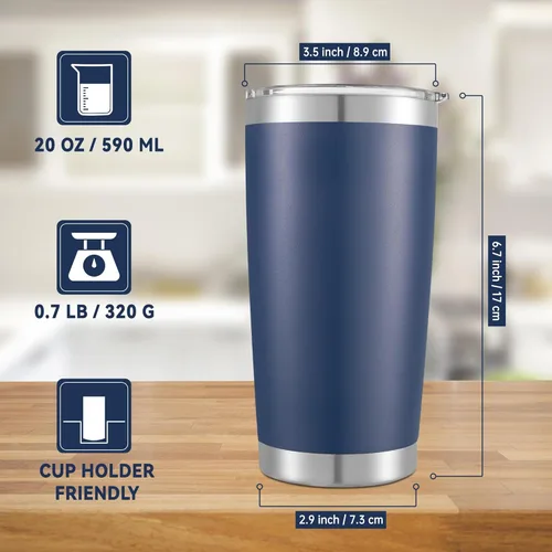 Miniatura 5 de Vaso Térmico de Acero Inoxidable de 20 onzas con Tapa, Doble Pared con Aislamiento al Vacío, Taza de Café de 20oz con Recubrimiento en Polvo