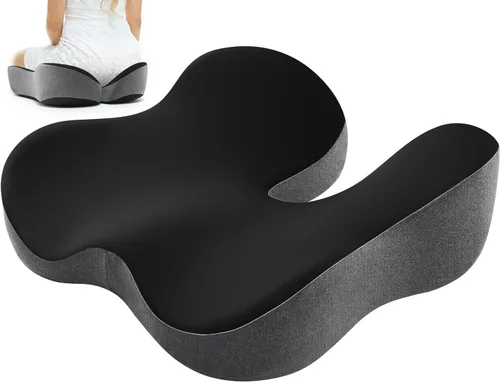 Cojín de asiento para alivio del dolor de coxis y ciática, cojines ergonómicos de espuma viscoelástica de felpa pero de apoyo para silla de oficina,