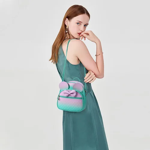 Miniatura 7 de KL928 Mini mochila para niñas con lazo y lunares, bolsa de hombro convertible para mujer