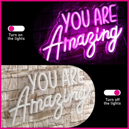 Miniatura 4 de Hoolerry Letrero de neón con texto en inglés «You Are Amazing Light» para dormitorio, luz LED de neón rosa, para cumpleaños, niñas, fiesta, pared
