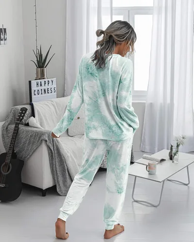 Miniatura 51 de Prettygarden - Conjunto de pijama de dos piezas para mujer, diseño de teñido anudado, sudadera informal de manga larga con pantalones largos, ropa