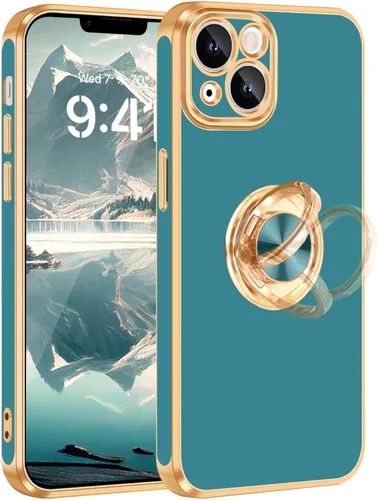 Miniatura 13 de Fingic Funda para iPhone 14 (no compatible con iPhone 14 Pro/14 Plus/14 Pro Max)[con soporte de anillo giratorio de 360°]