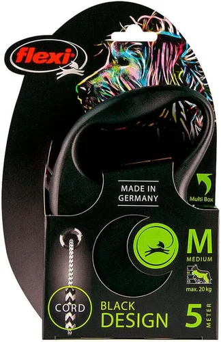 Miniatura 2 de Flexi Black Design Cord - Correa retráctil para perros de hasta 26.5 lbs/26 libras