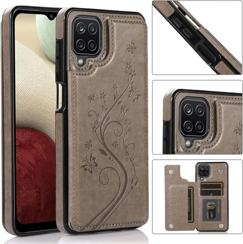 Miniatura 2 de Asuwish Funda de teléfono para Samsung Galaxy A12 con protector de pantalla de vidrio templado, tarjetero con soporte para tarjetero, soporte