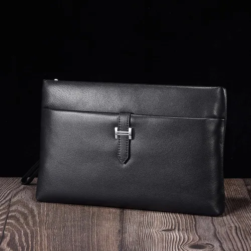 Miniatura 5 de Balidiya Bolso de mano de cuero genuino para hombre, bolso de muñeca, bolso grande de negocios, bolsa de sobre