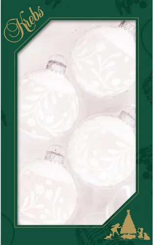 Miniatura 52 de Adornos de árbol de Navidad de vidrio - 67 mm/2.625" [4 piezas] Bolas decoradas de Adornos navideños sin costuras para colgar de Christmas by Krebs