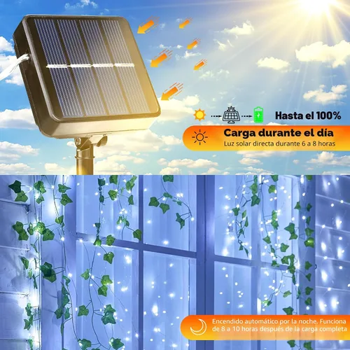 Miniatura 2 de Joomer - Tira de luces solares de hadas, paquete de 2, total 80 pies, 240 LED, luces de cuerda solar para exteriores, impermeables, 8 modos