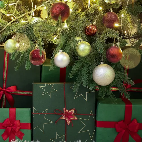 Miniatura 2 de KI Store Bolas de Navidad Borgoña 34 piezas 2.36-Pulgadas Adornos de Decoración para Árbol de Navidad para Árbol de Navidad Vacaciones Corona