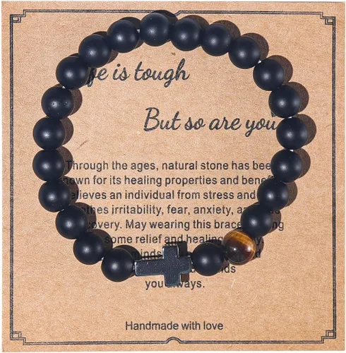 Regalos Get Well Soon pulseras de relajación curativa de piedra natural, regalos inspiradores para mujeres, hombres, adolescentes, niñas, 0.315 in,