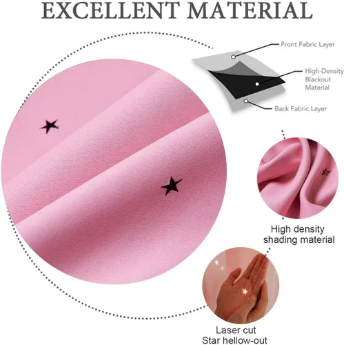 Miniatura 4 de UNISTAR - 2 paneles de cortinas opacas y transparentes con estrellas para dormitorio de niñas, niños, habitación de bebé, cortinas de doble capa