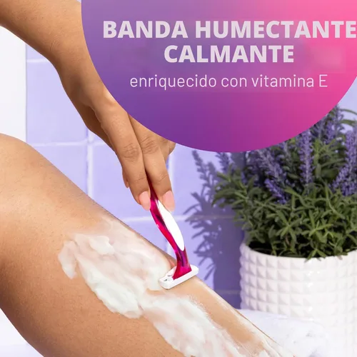Miniatura 2 de BIC Soleil 3 Desechables para mujer perfumadas con 3 cuchillas de afeitar, aroma a lavanda calmante y tira de humedad de vitamina E, 10