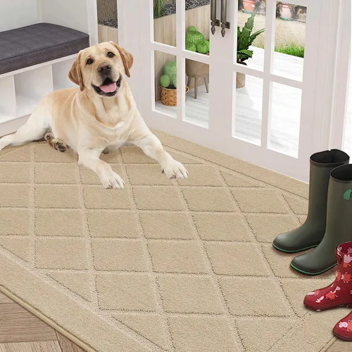Miniatura 30 de BEQHAUSE Tapete para puerta de 20 x 32 pulgadas, tapete antideslizante para puerta, lavable, tapete para puerta de perro, resistente a las manchas