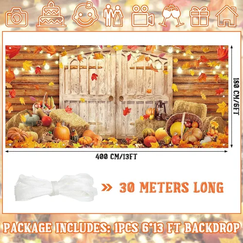 Miniatura 2 de Preboun Cartel de otoño para puerta de garaje de 6 x 13 pies, telón de fondo de Acción de Gracias, cubierta de puerta colgante de otoño, decoración