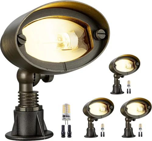 Miniatura 22 de Gardenreet Luz de Inundación de Bajo Voltaje para Exteriores - Luz LED de Lavado de Pared de Latón Sólido 12V, Paisajística de Cableado Fijo