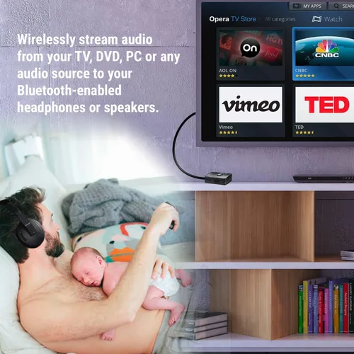 Miniatura 2 de Adaptador de transmisor Bluetooth 5.3 para audio de TV óptico aptX de baja latencia, entrada óptica TOSLINK SPDIF auxiliar de 0.138 in RCA para ver