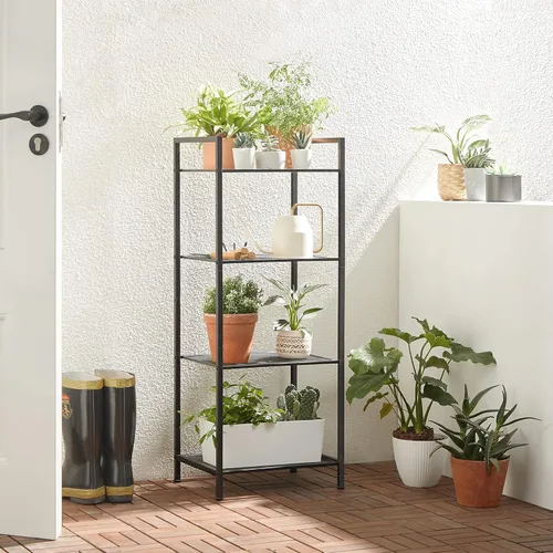 Miniatura 7 de SONGMICS Estante de almacenamiento de 4 niveles, estante de baño, soporte extensible para plantas con estante ajustable, para baño, sala de estar