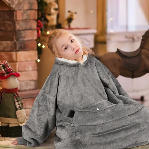 Miniatura 2 de Catalonia Sudadera tipo manta con capucha para niños, sudadera de sherpa extragrande para adolescentes jóvenes, idea de regalo rosado- infantil