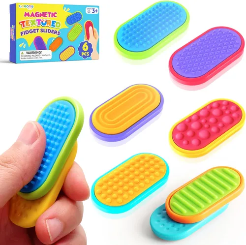 Juguetes magnéticos sensoriales fidget para niños: Deslizadores magnéticos de silicona fidgets antiestrés para autismo, alivio de ansiedad, juguetes