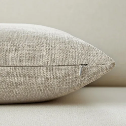 Miniatura 6 de Meekio Juego de 2 fundas de almohada de lino beige de 18 x 18 pulgadas, fundas de cojín decorativas de lino de granja para sofá