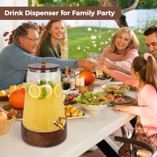 Miniatura 6 de Dispensador de bebidas de vidrio para fiestas, dispensador grande de bebidas de 1.72 galones con soporte dispensadores de jugo con jarra de espita