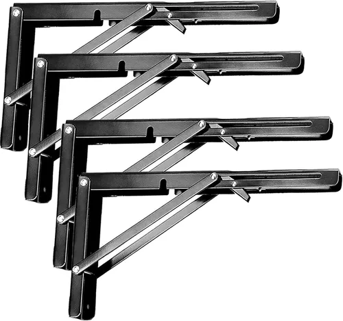 Miniatura 11 de ZOENHOU 4 soportes plegables para estantes de 10 pulgadas, soportes plegables de metal resistente de 176 libras con tornillos, estantes colgantes