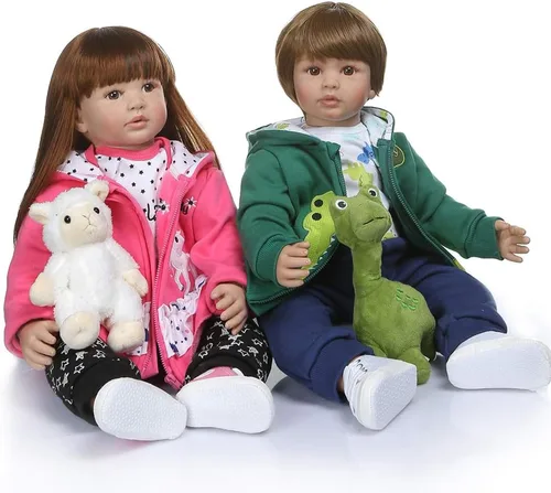 Miniatura 8 de iCradle Muñeca de bebé Reborn de 24 pulgadas y 23.6 in de cuerpo suave de vinilo realista muñeca de bebé princesa de pelo largo realista muñeca bebé