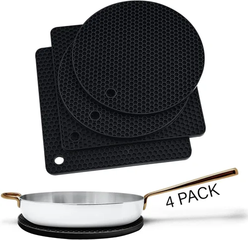 Salvamanteles de silicona para platos calientes, ollas, sartenes (paquete de 4) - Portaollas resistentes al calor para encimeras de cocina - 2