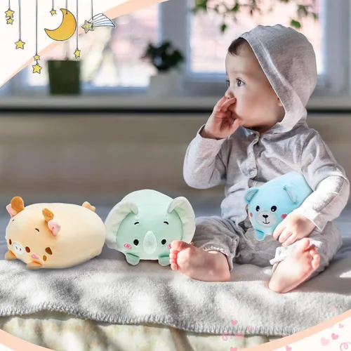 Miniatura 7 de Leitee 4 piezas de animales de peluche a granel de 8 pulgadas, lindos juguetes de peluche para niños y niñas, caja de regalo de cumpleaños, juguetes