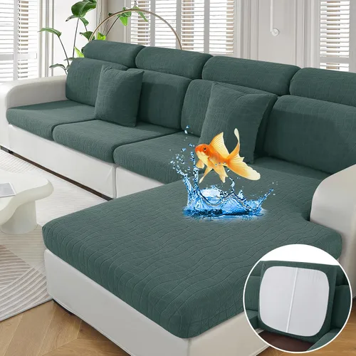 Miniatura 35 de MAXIJIN Fundas impermeables para cojín de sofá Fundas elásticas para asiento de sofá Fundas lavables, Fundas seccionales para cojines de exterior