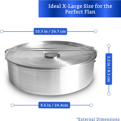 Miniatura 4 de Molde de flan con tapa, extra grande (10.5 x 3.2 pulgadas) y molde de aluminio para pasteles (11.2 pulgadas)