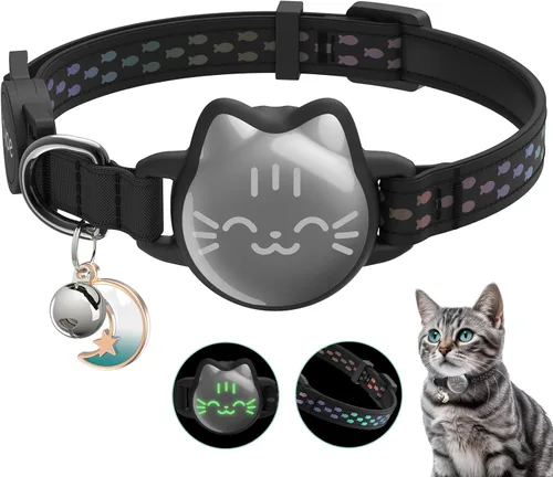Miniatura 15 de AirTag - Collar de gato reflectante compatible con Apple AirTag de 1ª y 2ª generación, soporte oculto con campana, correa ligera resistente al agua