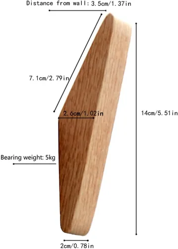 Miniatura 2 de Paquete de 6 ganchos de pared de madera, ganchos de roble para abrigos, diseño minimalista, resistente para bata, colgador de ropa de madera