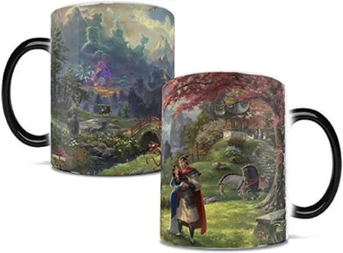 Morphing Mugs Disney - Mulan - Blossoms of Love - Una taza de cerámica sensible al calor que cambia de color de 11 onzas – Imagen revelada cuando se