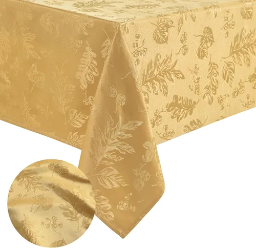 Miniatura 13 de Elrene Home Fashions. - Elegante mantel de damasco, diseño de hojas tejidas.