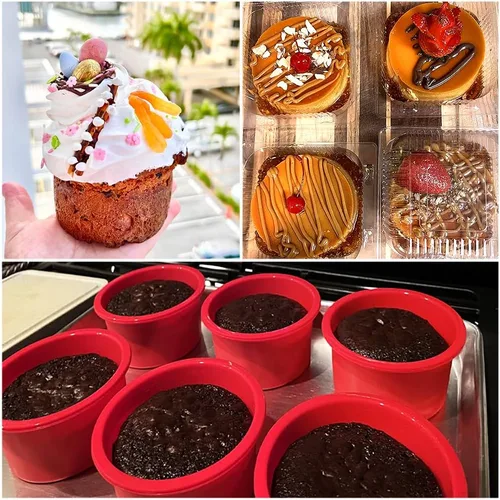 Miniatura 7 de Alimat PluS Molde redondo de silicona para tartas de 4 pulgadas, paquete de 5 mini moldes para pasteles con 100 piezas de papel pergamino, moldes