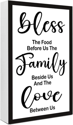 Cartel de madera con texto en inglés "Bless The Food Before Us", divertido letrero de madera para cocina, encimera, estantes, comedor, estantes,
