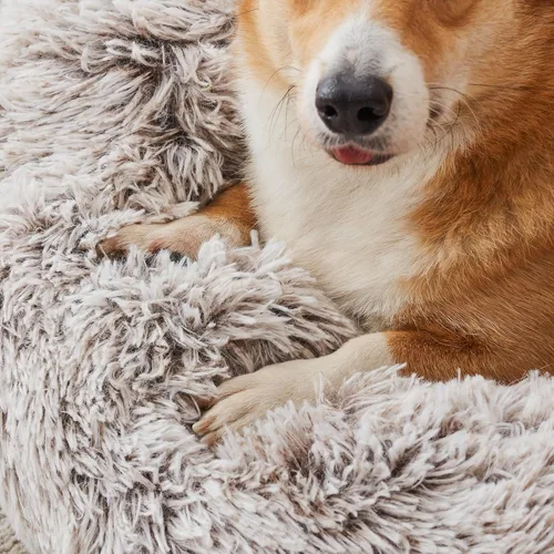Miniatura 59 de WESTERN HOME WH Cama calmante para perros y gatos, dona acogedora anti-ansiedad, cama redonda cálida y acogedora de piel sintética, suave y azul