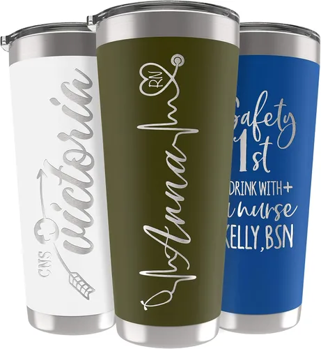 Miniatura 31 de Vaso de enfermera personalizado de 20 onzas con tapa, ejército, grabado con láser, regalos de agradecimiento para enfermeras, regalos de graduación