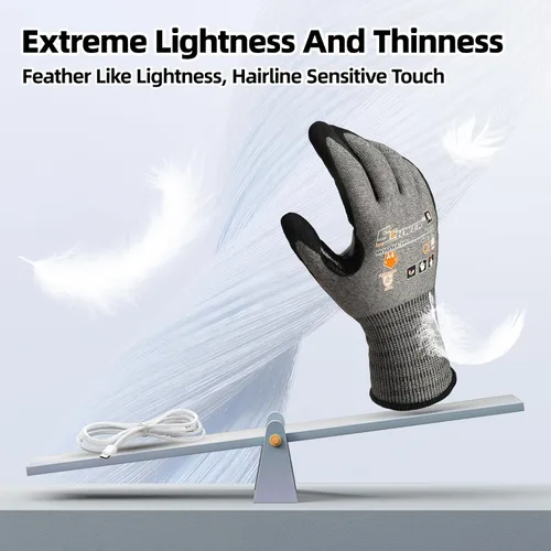 Miniatura 3 de Schwer A4 AIR-SKIN AR5918 - Guantes de trabajo resistentes a cortes con extremadamente ligeros y delgados, guantes de agarre para jardinería, pesca